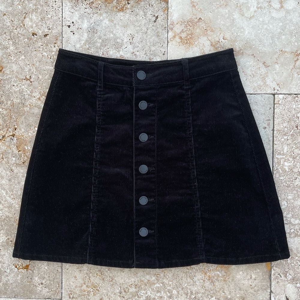 Black Label Black Corduroy Skirt w/ Buttons